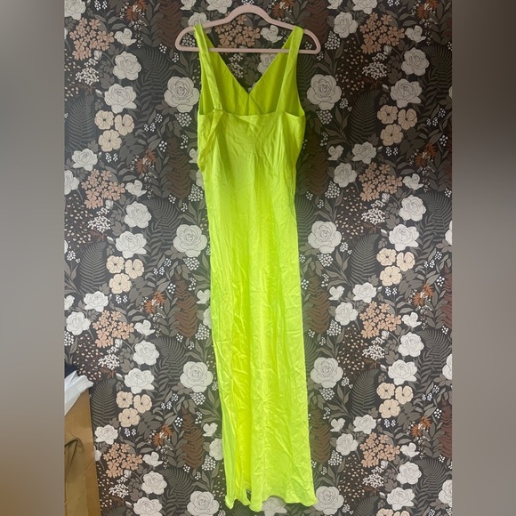 The Helmut Lang Long Double Satin Sash Dress - Neon Yellow size 6 - Picture 9 of 11